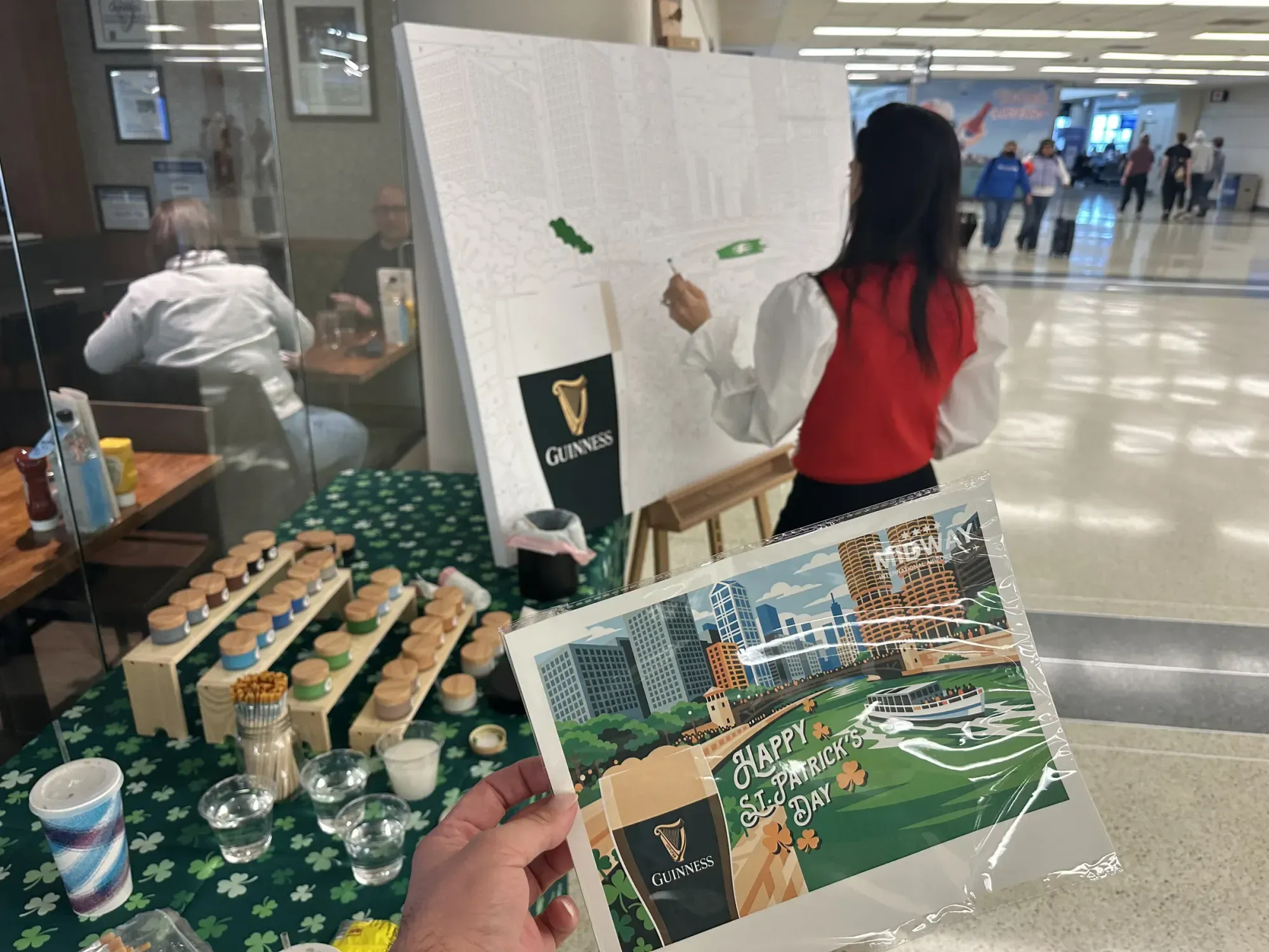 Guinness St. Patrick’s Day paint-by-number mural with paints and brushes