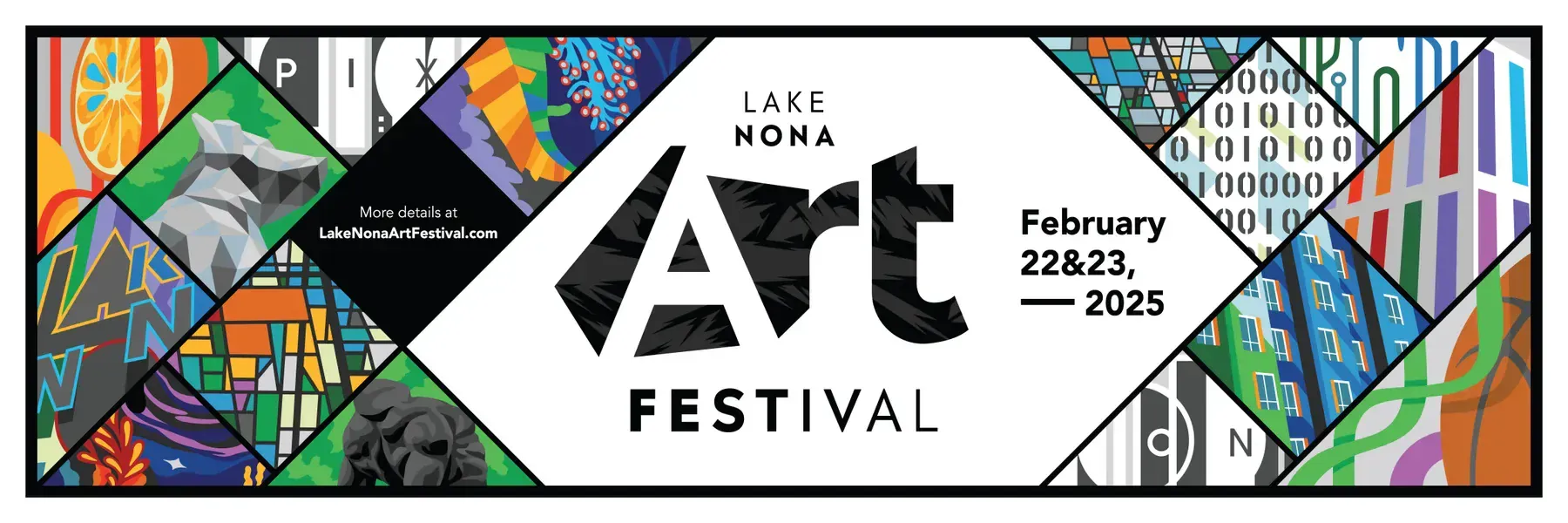Original panoramic artwork for the 2025 Lake Nona Art Festival paint-by-number mural
